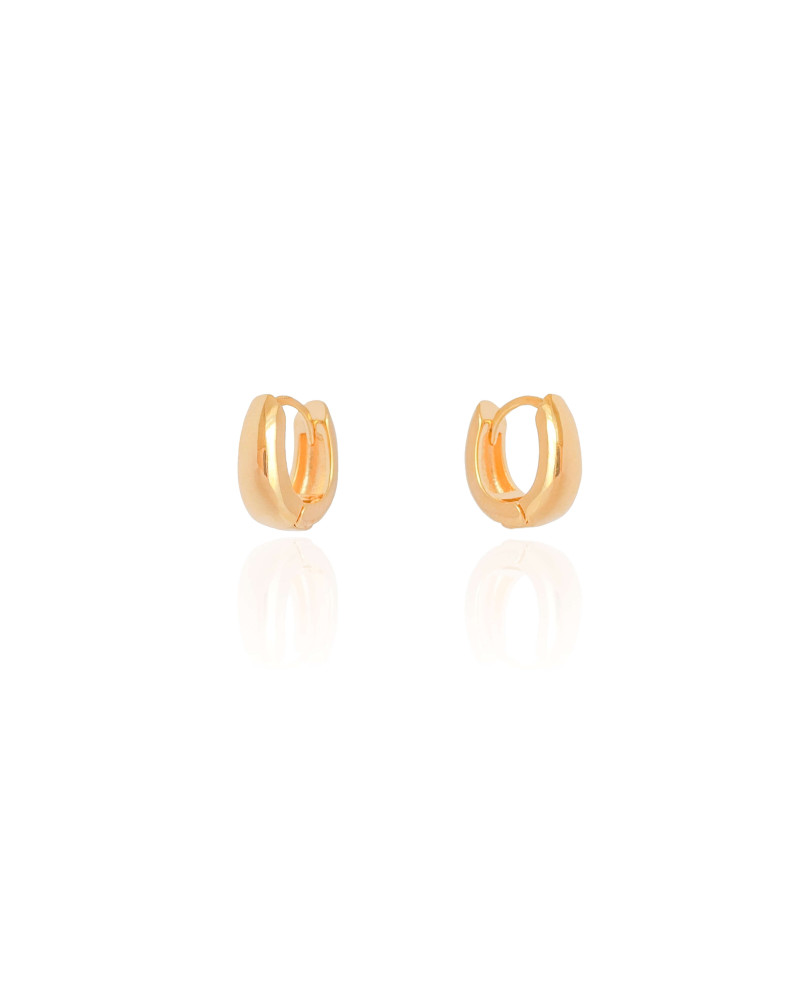 Brinco Argola Click em U Lisa 1.3 cm Banhado a Ouro 18K