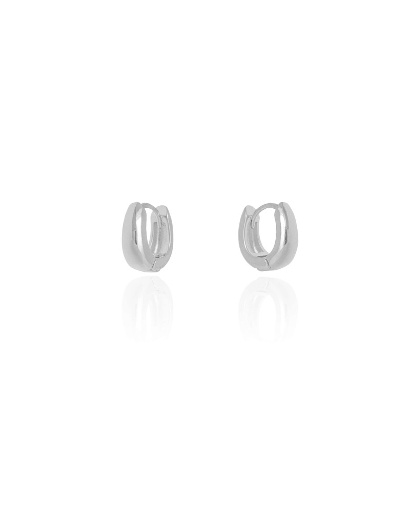 Brinco Argola Click em U Lisa 1.3 cm Ródio Branco