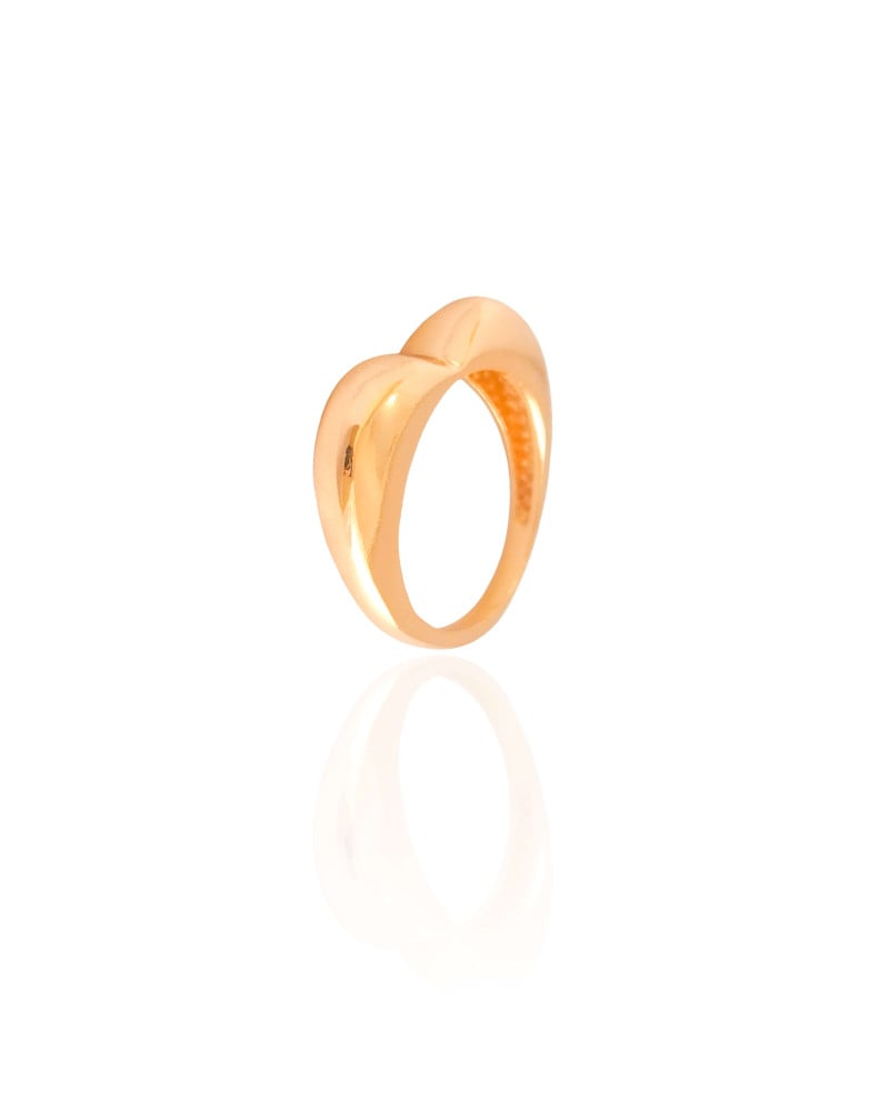 Anel Coração Liso Tamanho 18 Banhado a Ouro 18K
