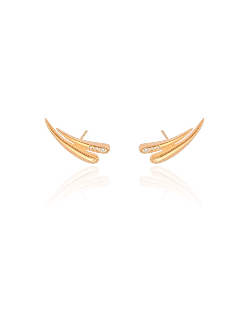 Ear Cuff Gotas Cravejado Cristal 2.3 cm Banhado a Ouro 18K