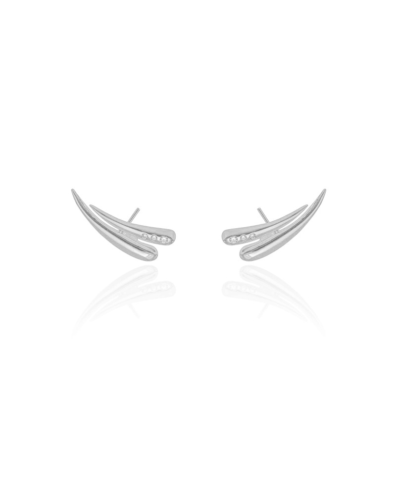 Ear Cuff Gotas Cravejado Cristal 2.3 cm Ródio Branco