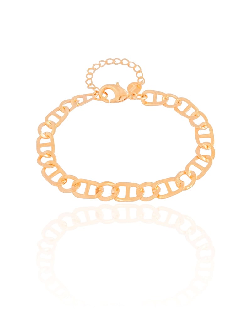 Pulseira Malha Piastrine 7 mm Banhado a Ouro 18K