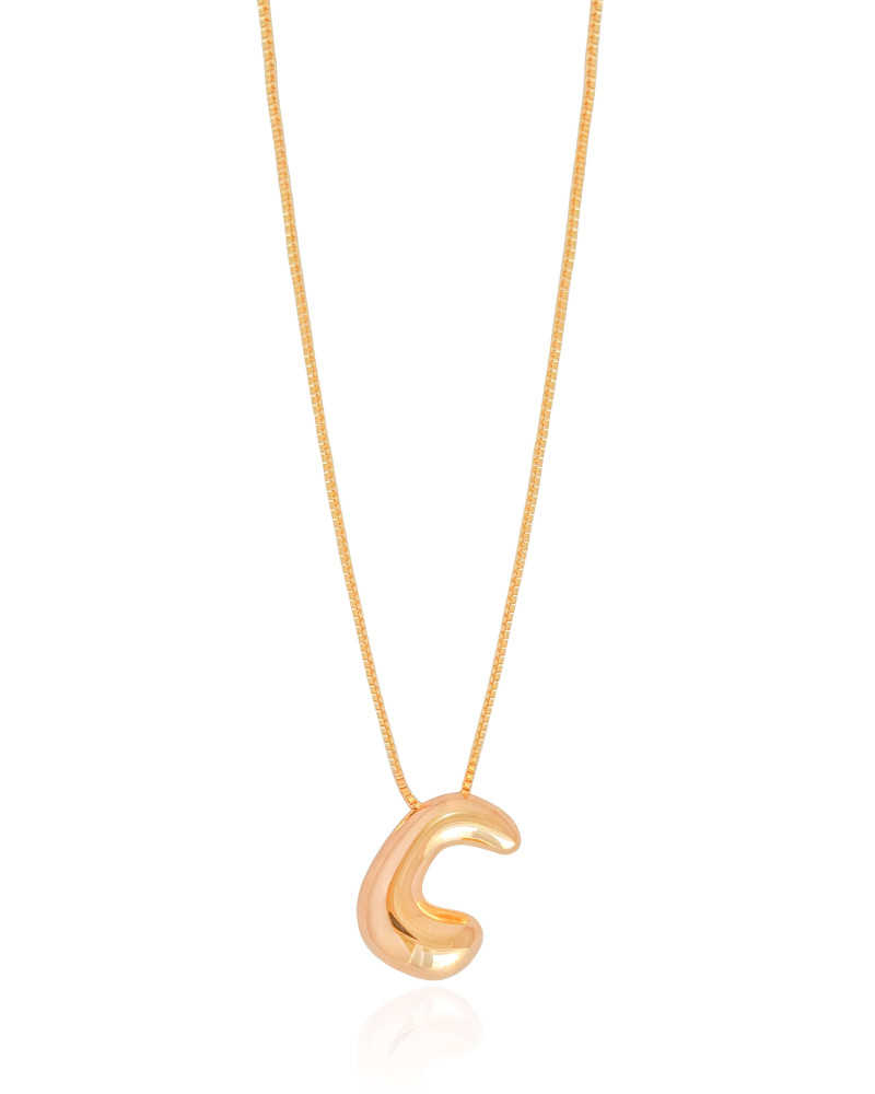 Gargantilha Veneziana Letra C 1.7 cm Bolha Banhado a Ouro 18K - 45 cm