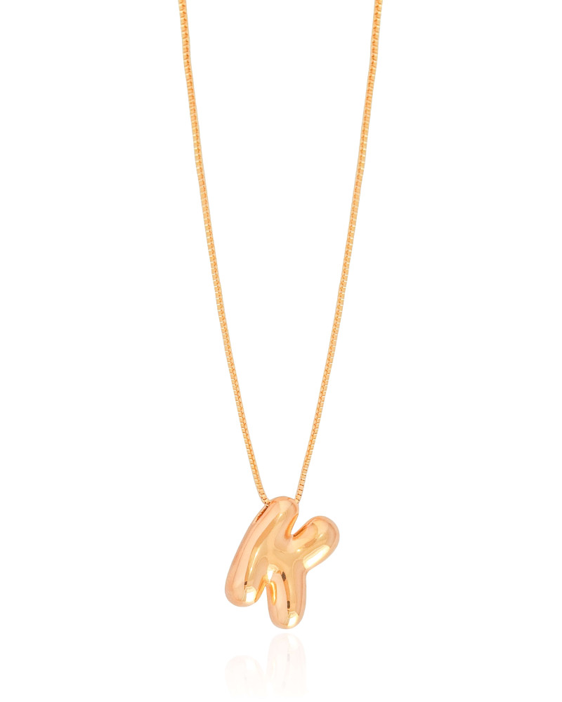 Gargantilha Veneziana Letra K 1.7 cm Bolha Banhado a Ouro 18K - 45 cm