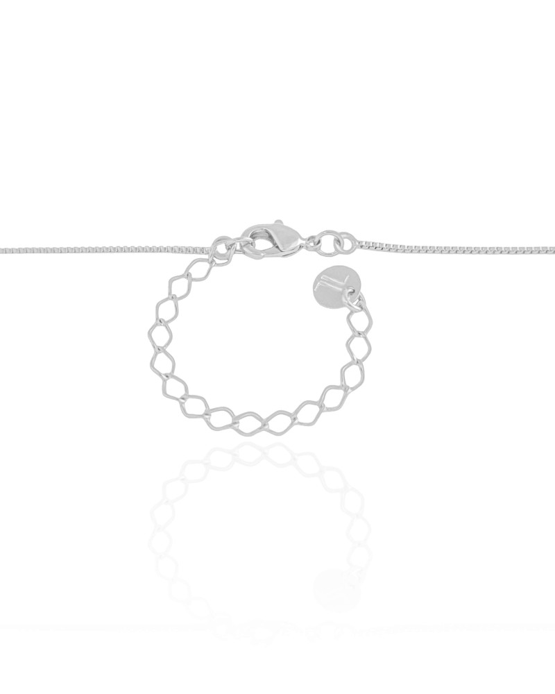 Gargantilha Veneziana Letra V 1.7 cm Bolha Ródio Branco - 45 cm