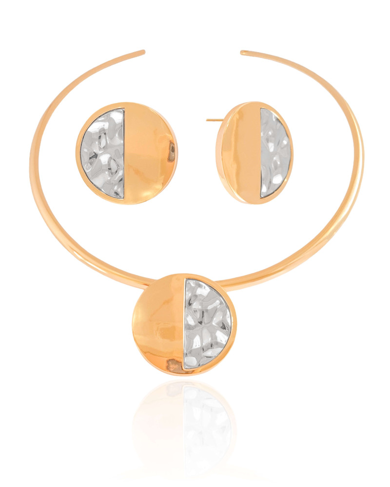 Conjunto Mix de Banhos Orgânico Martelado Banho Dourado
