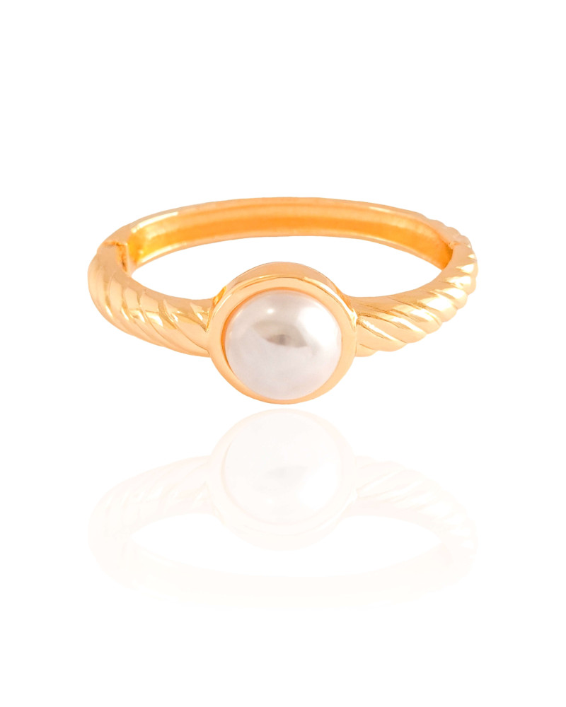 Bracelete Torcido Pérola Banho Dourado