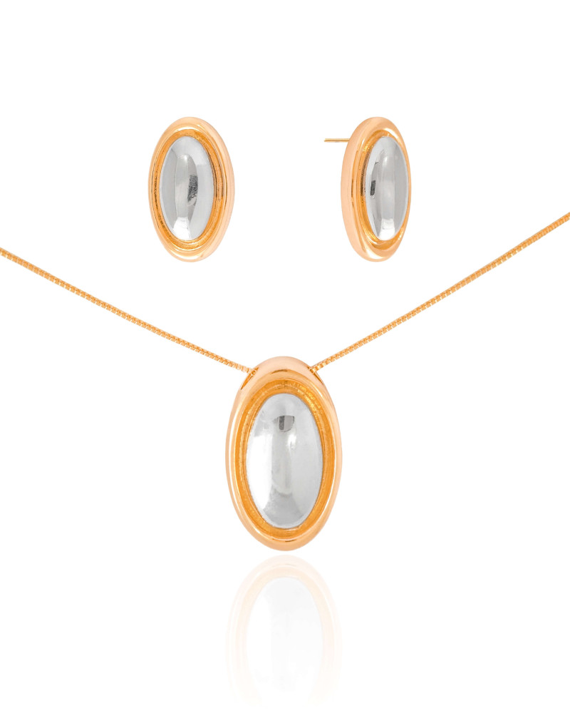 Conjunto Mix de Banhos Oval Liso Banho Dourado