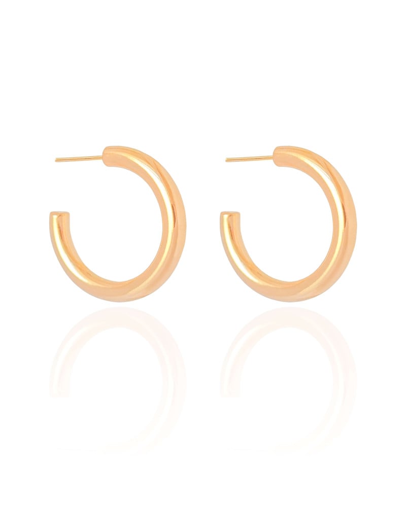 Brinco Argola Tubo Lisa 2.8 cm Banhado a Ouro 18K