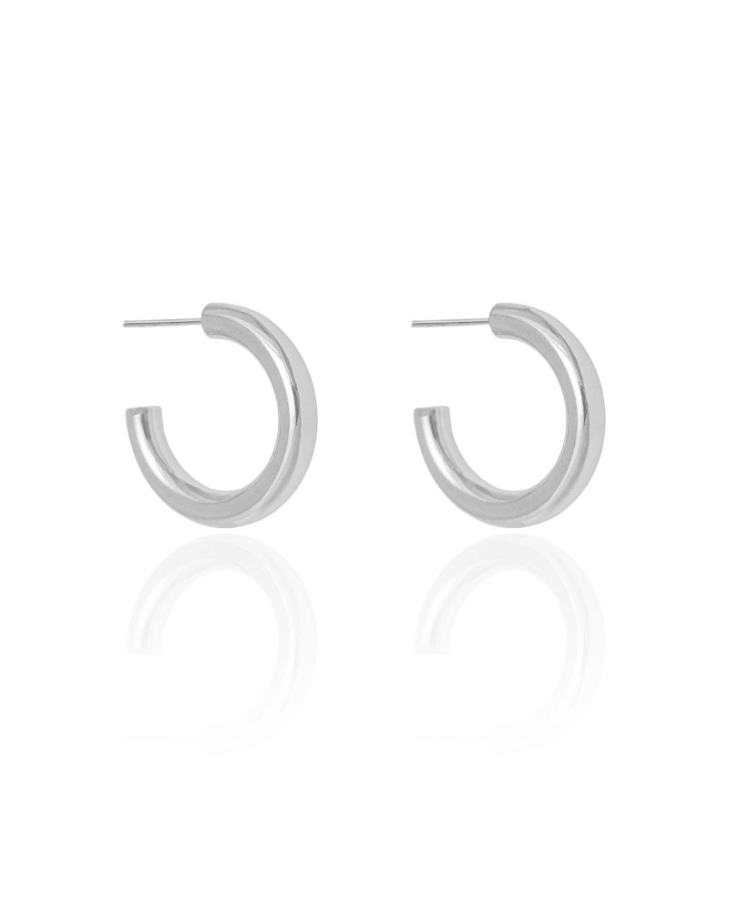 Brinco Argola Tubo Lisa 2.3 cm Ródio Branco