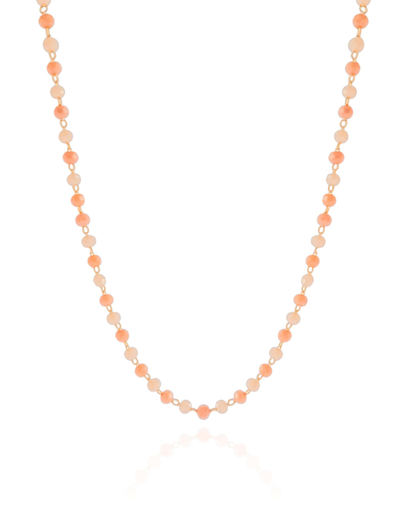 Choker Bolinhas Pêssego e Salmão 3 mm Banhado a Ouro 18K