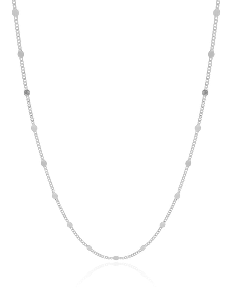 Gargantilha Grumet Longa Plaquinhas Ródio Branco - 80 cm