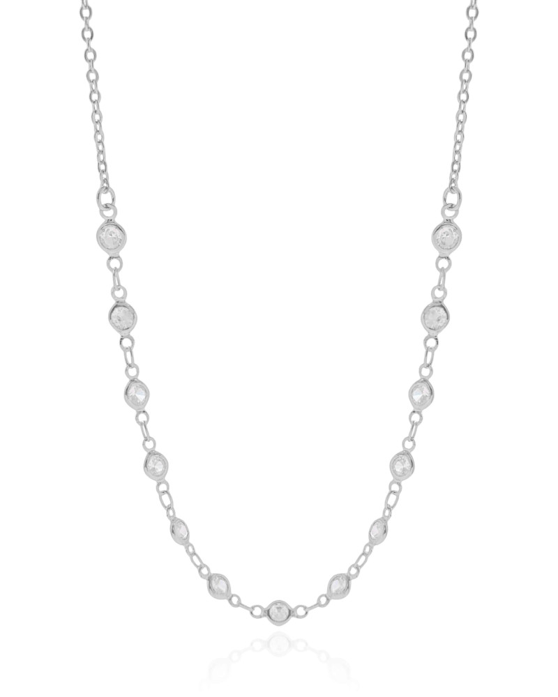 Gargantilha Elos Pontos de Luz Cristal Ródio Branco - 50 cm