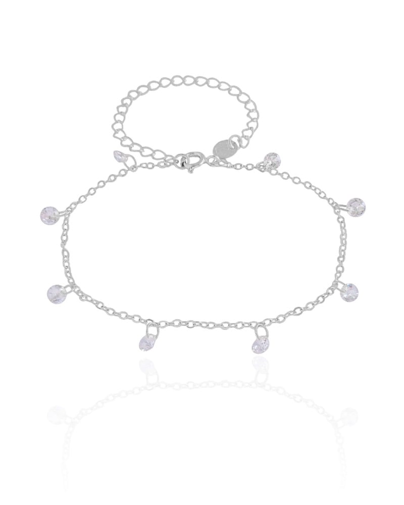 Pulseira Pontos de Luz Cristal Ródio Branco