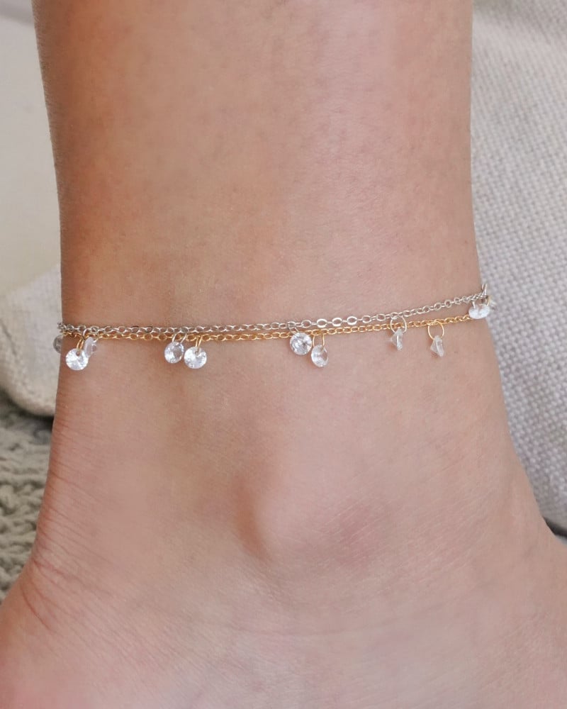Pulseira Pontos de Luz Cristal Ródio Branco