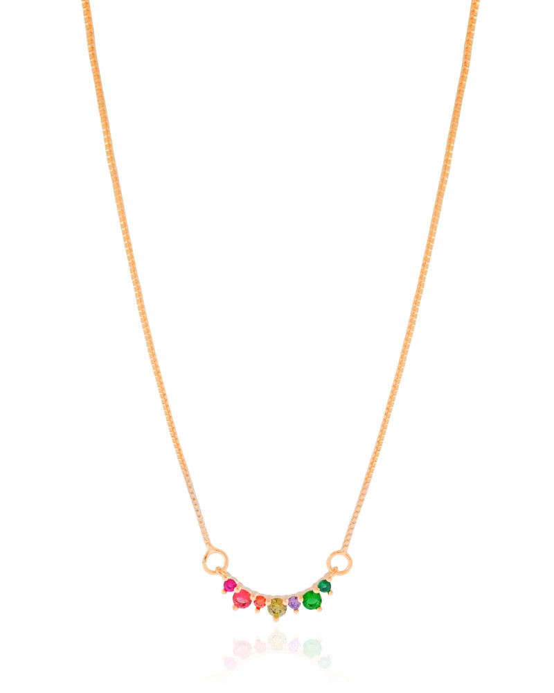 Gargantilha Veneziana Pontos de Luz Coloridos Banhado a Ouro 18K - 40 cm