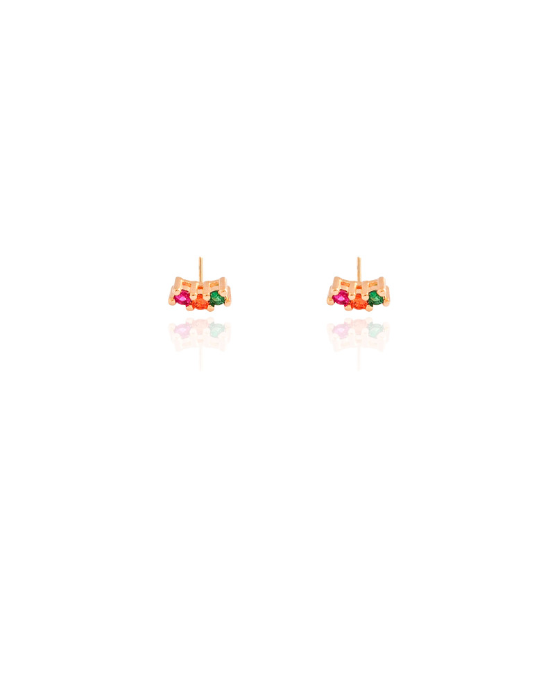 Brinco Pontos de Luz Coloridos Banhado a Ouro 18K