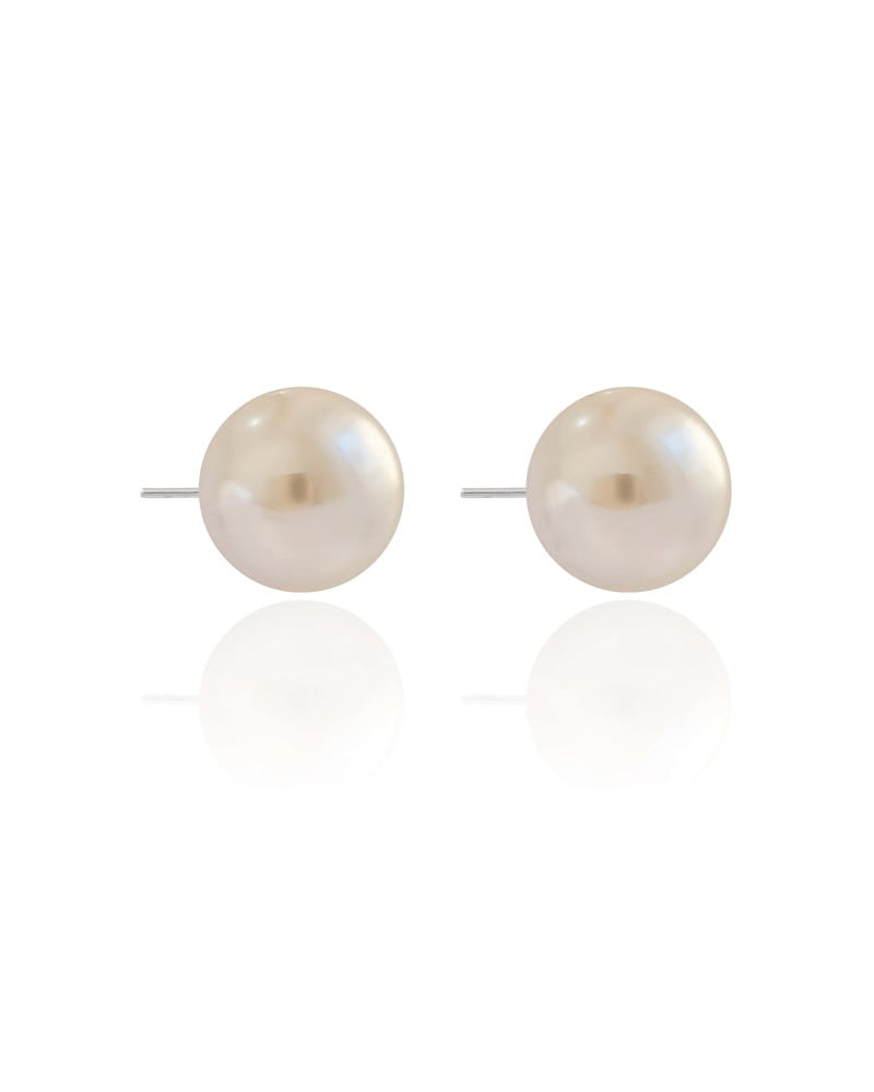 Brinco Pérola 16 mm Ródio Branco