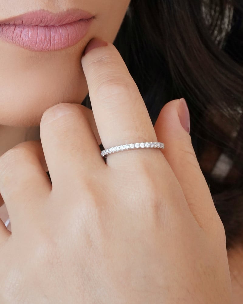 Anel Cravejado Cristal Tamanho 18 Ródio Branco