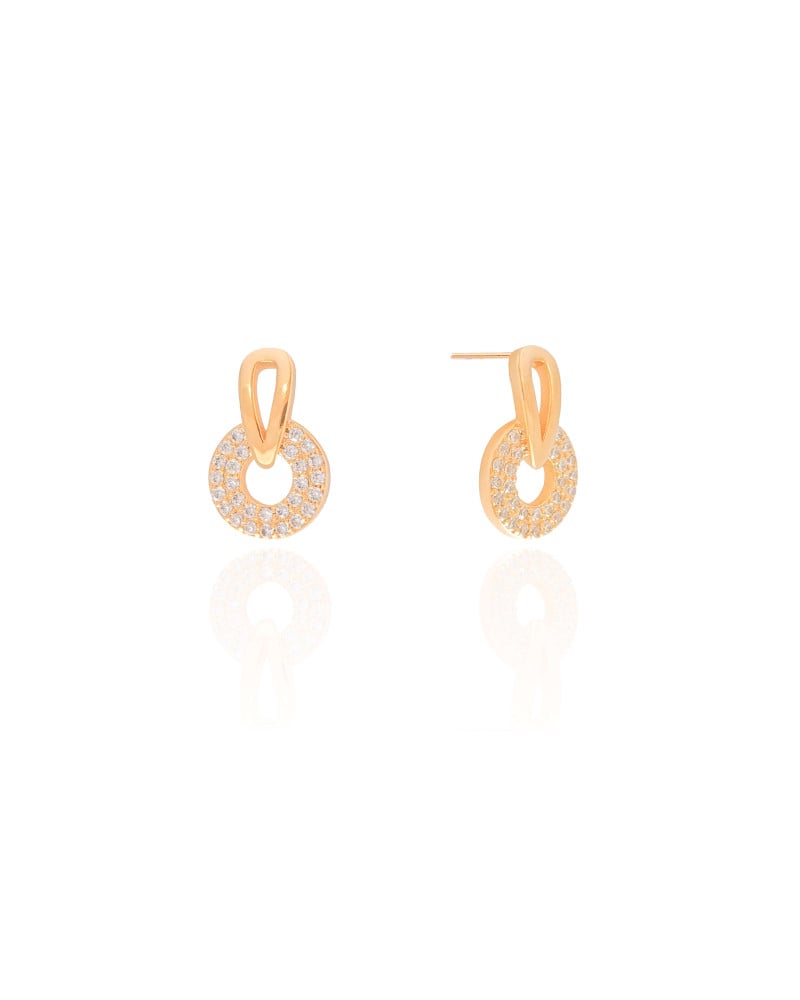 Brinco Circulo Cravejado Cristal 1.8 cm Banhado a Ouro 18K