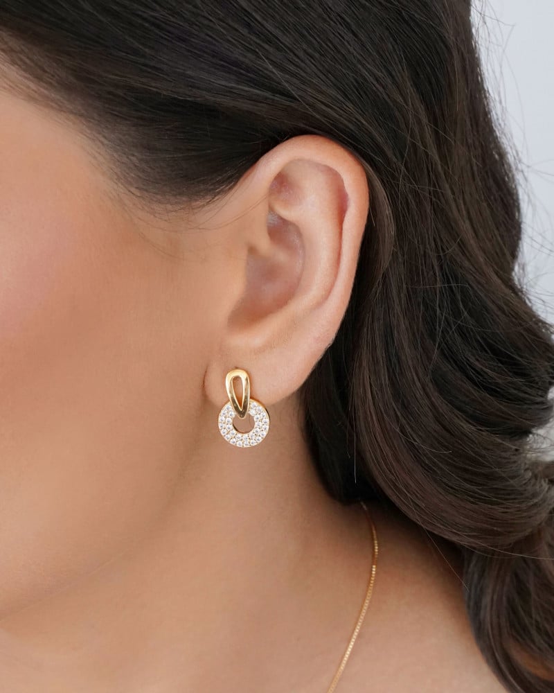 Brinco Circulo Cravejado Cristal 1.8 cm Banhado a Ouro 18K