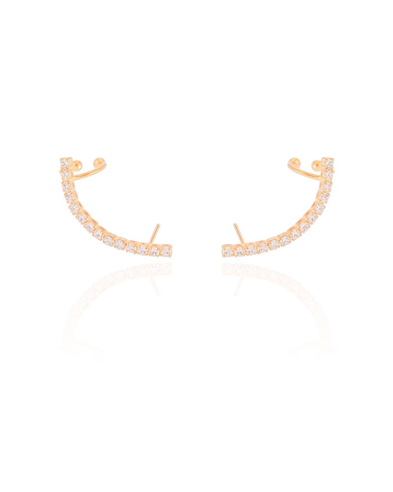 Ear Cuff Cravejado Cristal Banhado a Ouro 18K