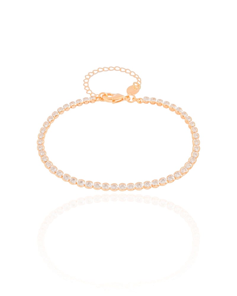Pulseira Riviera Cristal 3 mm Banhado a Ouro 18K