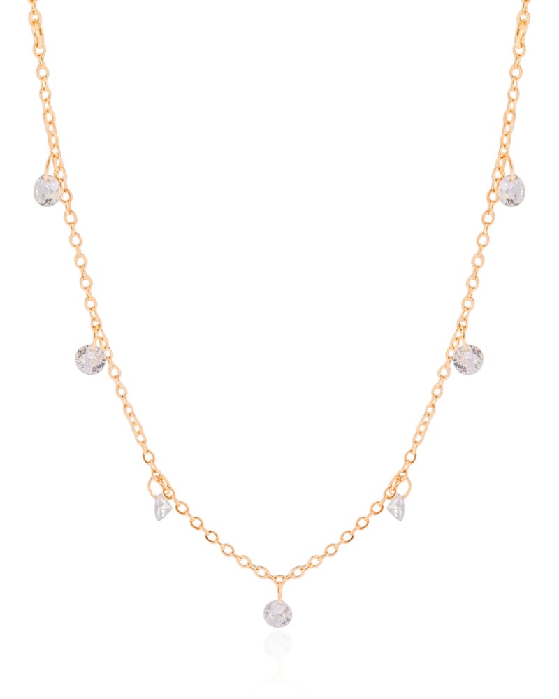 Gargantilha Elos Americanos Pontos de Luz Cristal Banhado a Ouro 18K - 50 cm