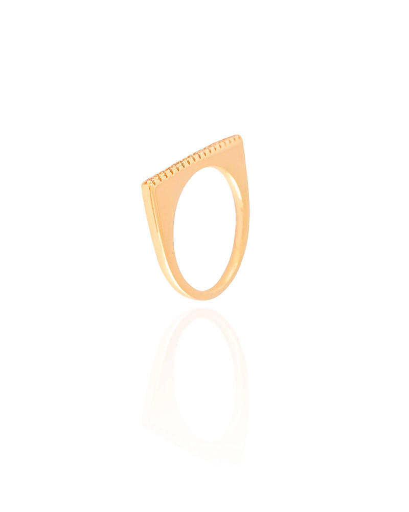 Anel Reto Cravejado Cristal Tamanho 19 Banhado a Ouro 18K