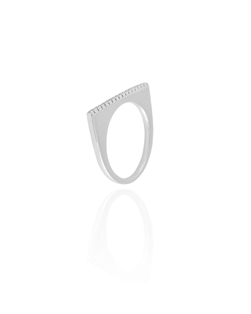 Anel Reto Cravejado Cristal Tamanho 21 Ródio Branco