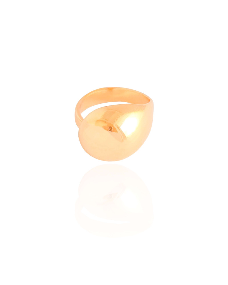 Anel Ajustável Gota Lisa Tamanho M Banhado a Ouro 18K