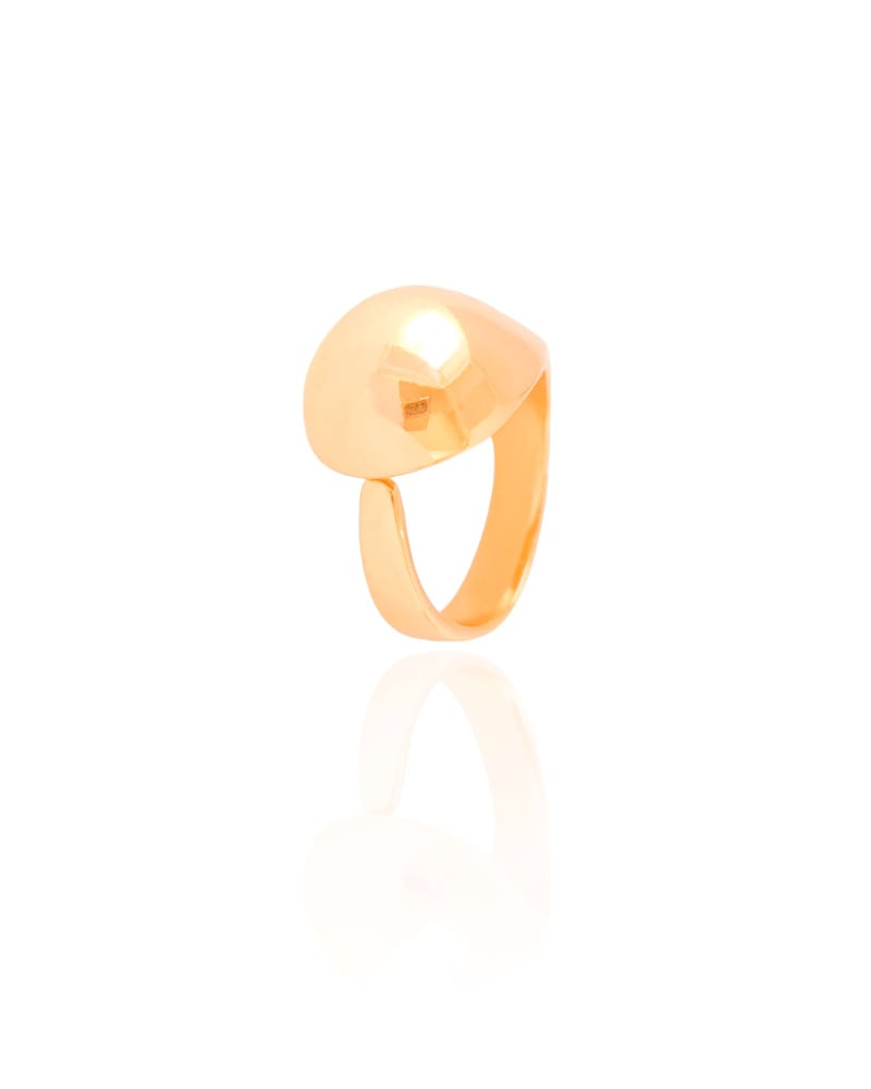 Anel Ajustável Gota Lisa Tamanho G Banhado a Ouro 18K