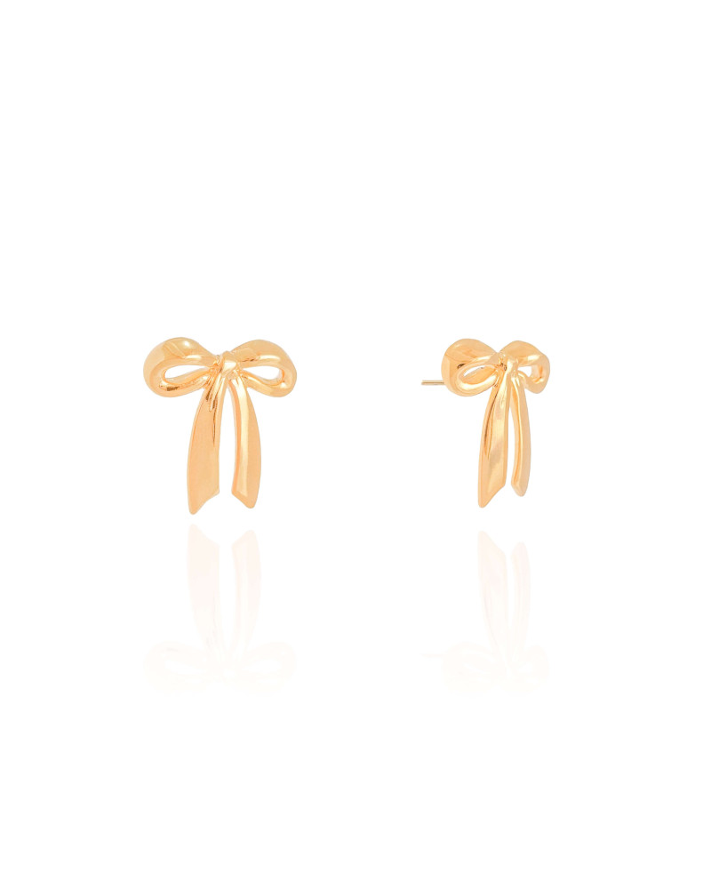 Brinco Laço Liso 2.0 cm Banhado a Ouro 18K