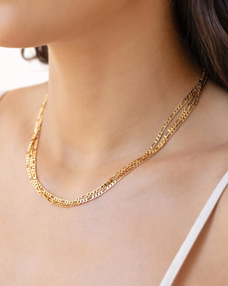 Gargantilha Tripla Grumet Banhado a Ouro 18K