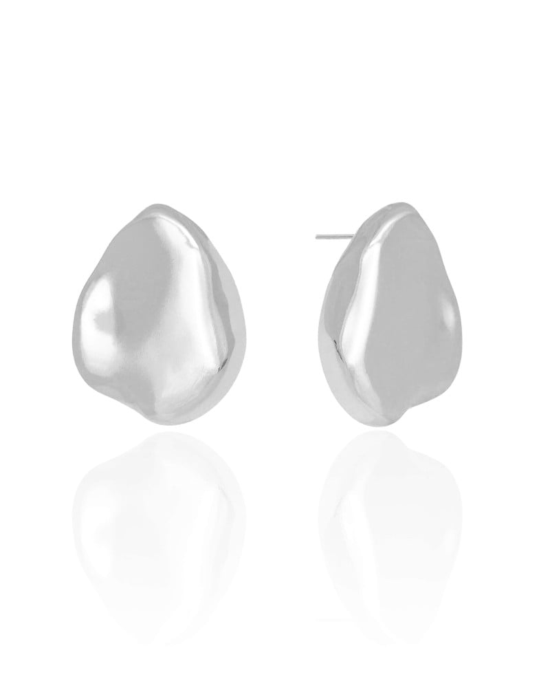 Brinco Orgânico Liso 3.2 cm Ródio Branco