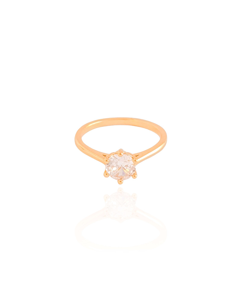 Anel Ponto de Luz Cristal Tamanho 15 Banhado a Ouro 18K