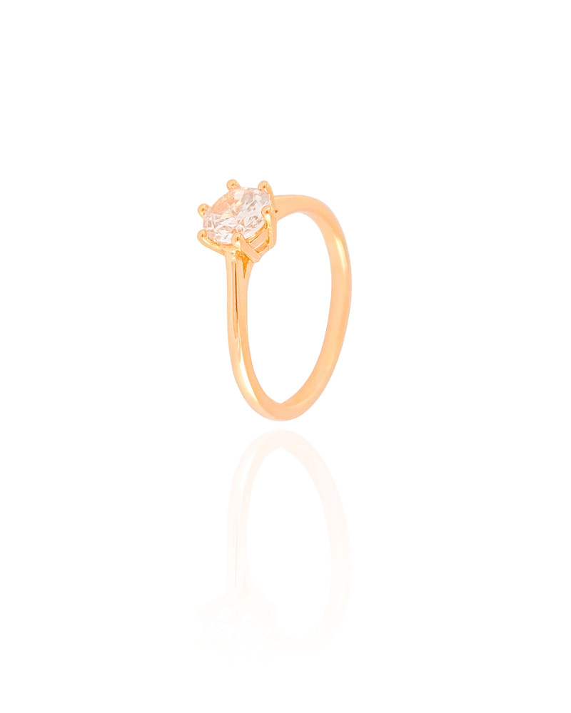 Anel Ponto de Luz Cristal Tamanho 15 Banhado a Ouro 18K