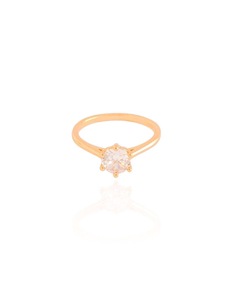 Anel Ponto de Luz Cristal Tamanho 23 Banhado a Ouro 18K