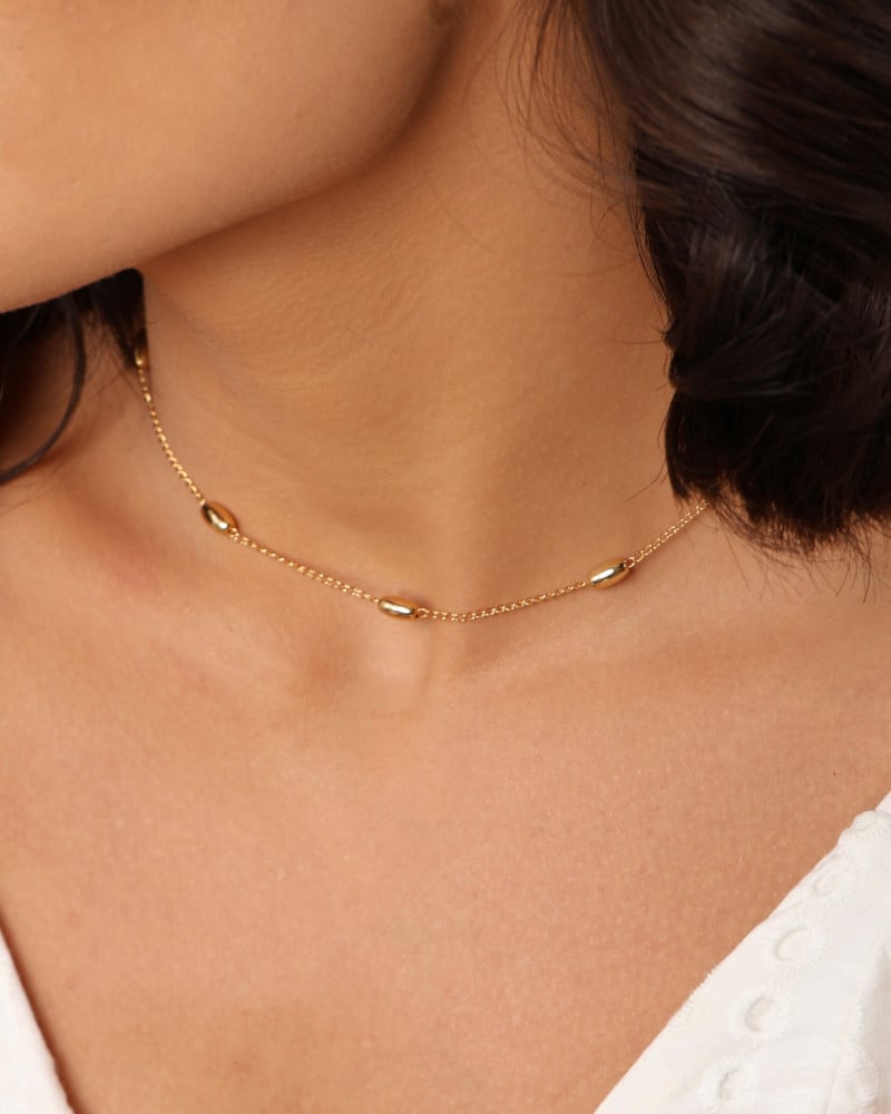 Choker Elos Gomos Lisos 4 mm Banhado a Ouro 18K