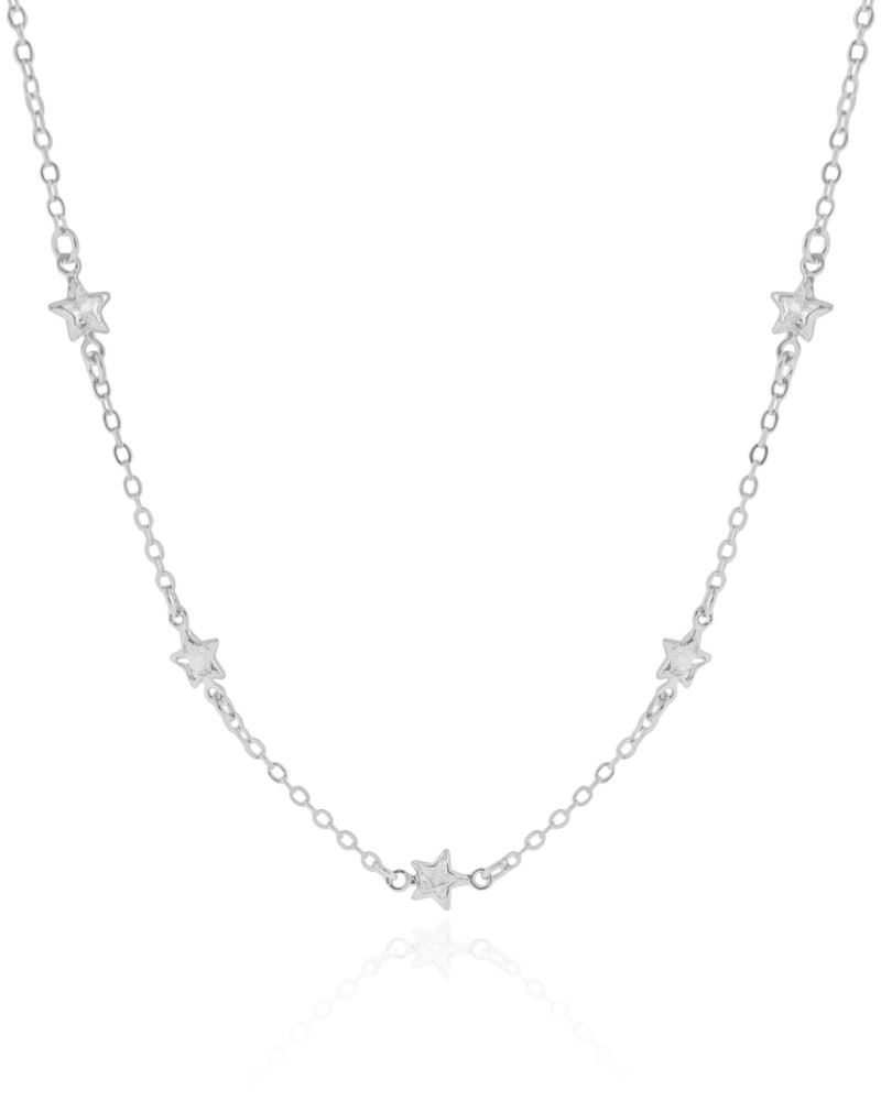 Choker Elos Estrela Cristal 6 mm Ródio Branco