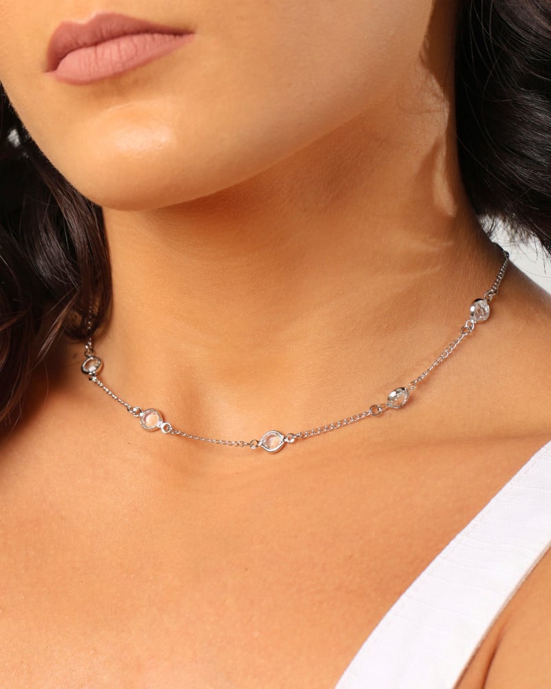 Choker Pontos de Luz Cristal Ródio Branco