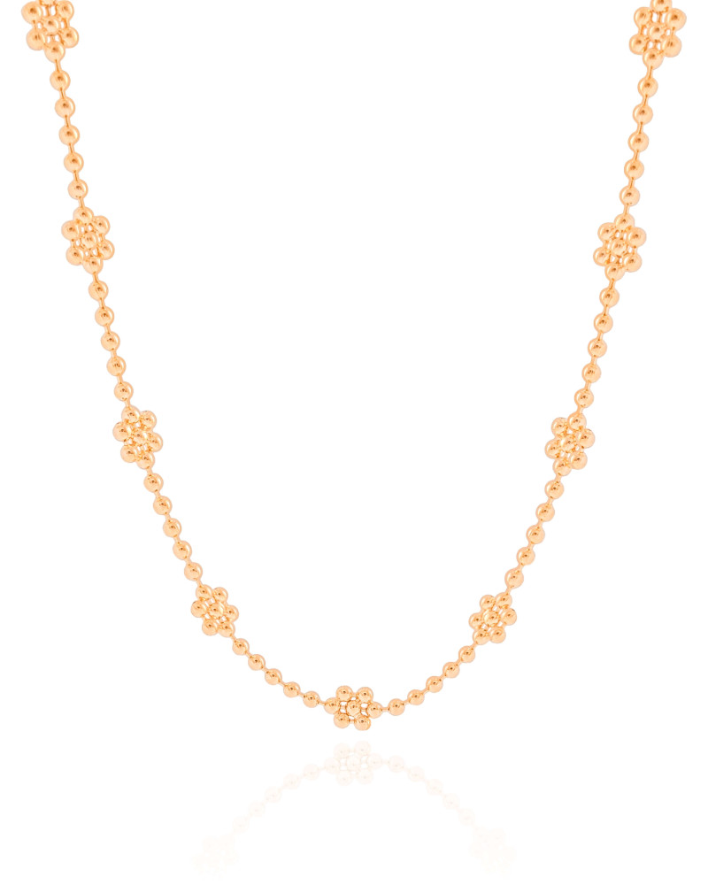 Choker Flores Bolinhas Banhado a Ouro 18K