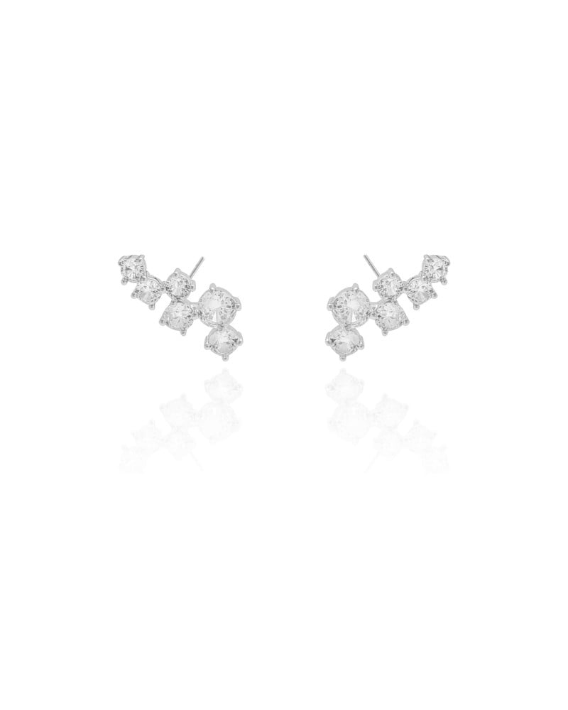 Ear Cuff Pontos de Luz Cristal 2.0 cm Ródio Branco