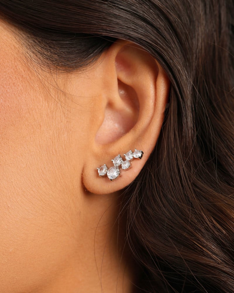 Ear Cuff Pontos de Luz Cristal 2.0 cm Ródio Branco