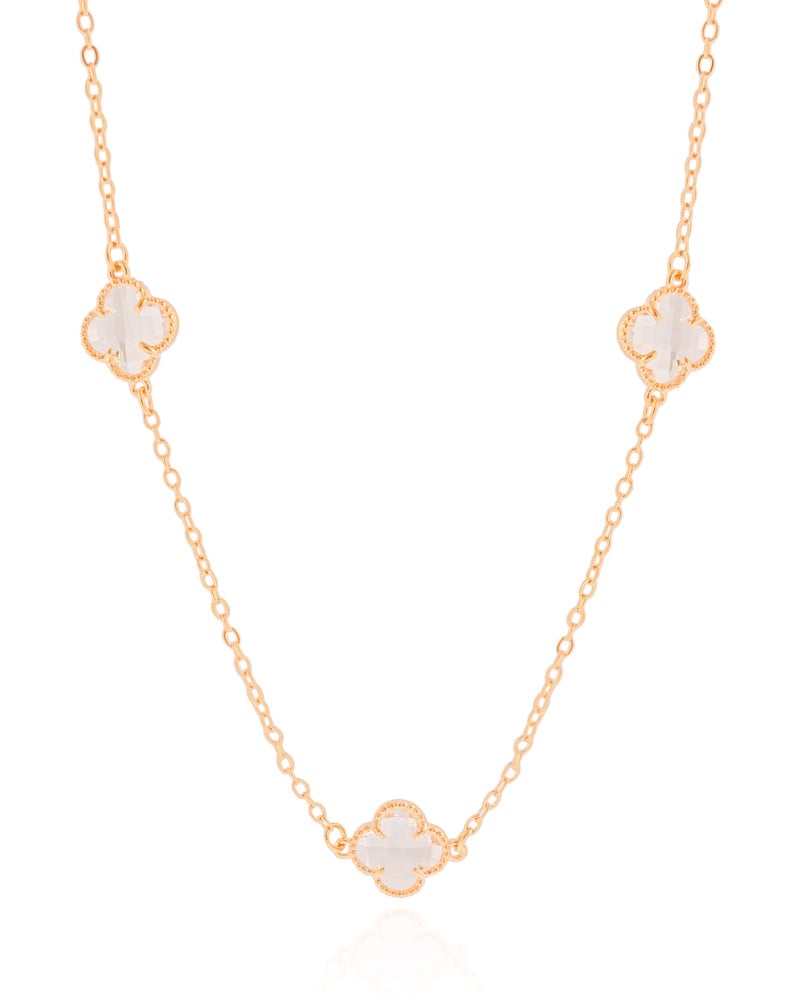 Gargantilha Elos Trevos Cristal Banhado a Ouro 18K - 45 cm