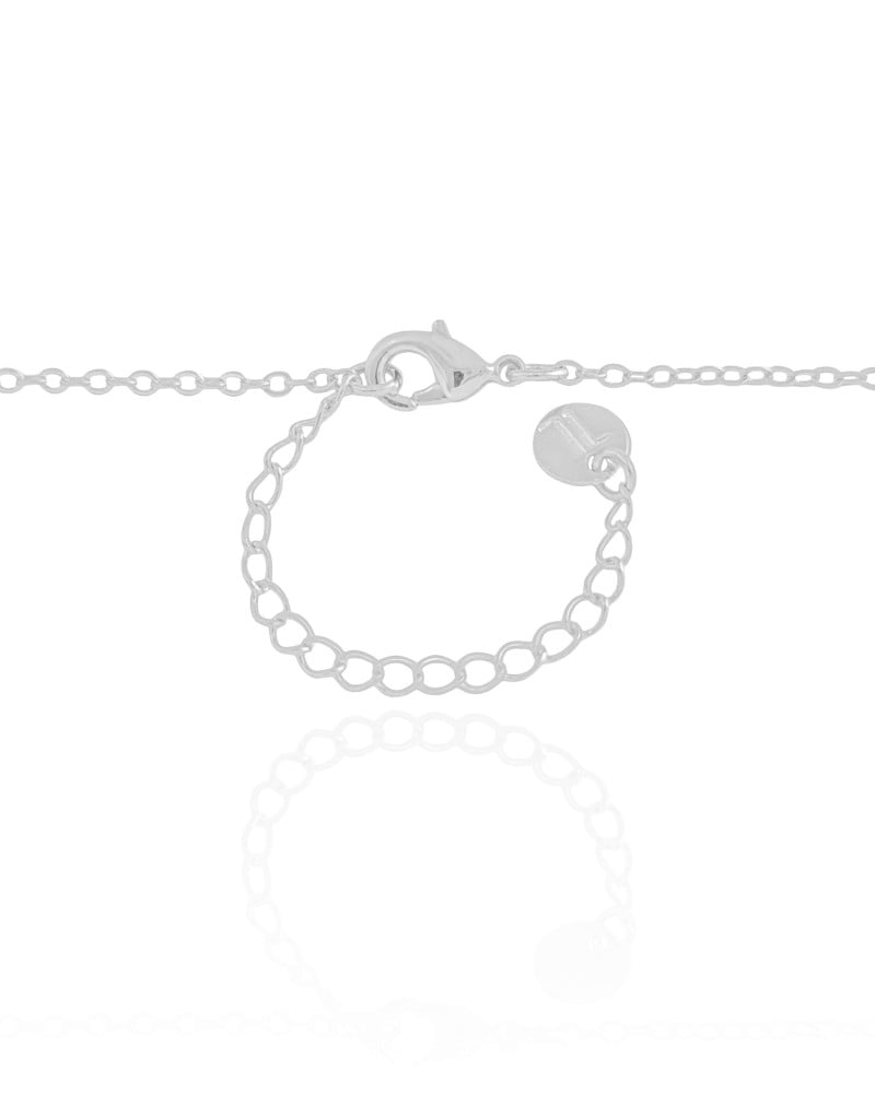Gargantilha Elos Trevos Cristal Ródio Branco - 45 cm
