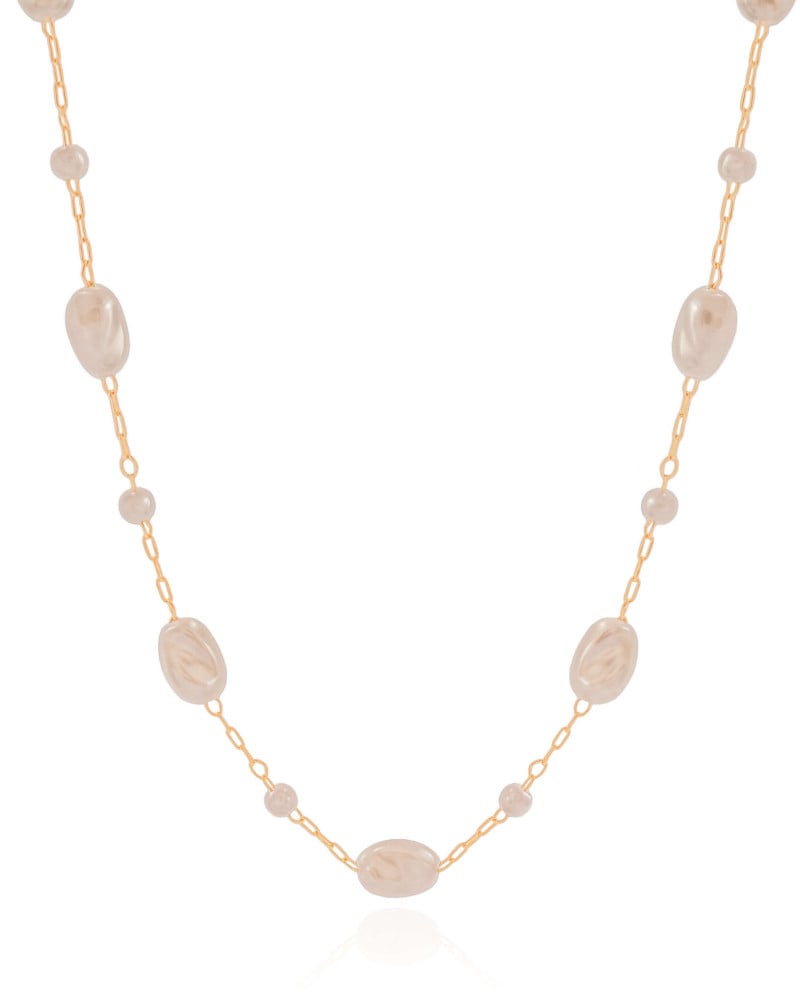 Gargantilha Elos Pérolas Barrocas Banhado a Ouro 18K - 40 cm