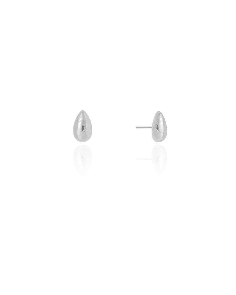 Brinco Gota Lisa 1.0 cm Ródio Branco