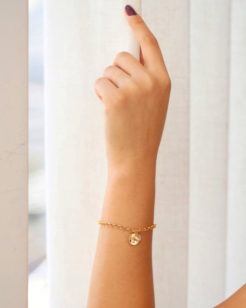 Pulseira Elos Pomba da Paz Ponto de Luz Cristal Banhado a Ouro 18K