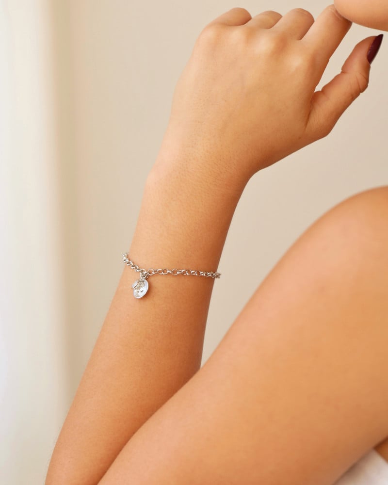 Pulseira Elos Pomba da Paz Ponto de Luz Cristal Ródio Branco